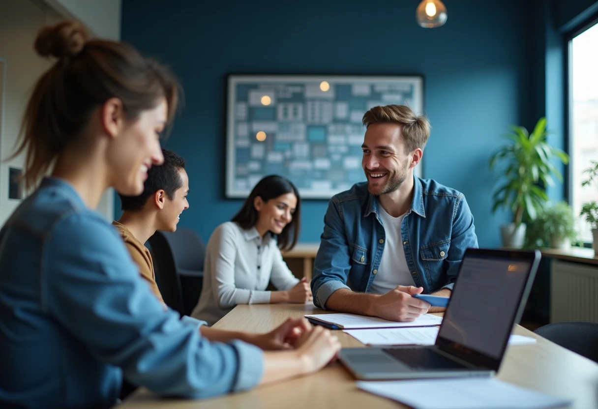 Trabalhando de forma colaborativa em um escritório moderno