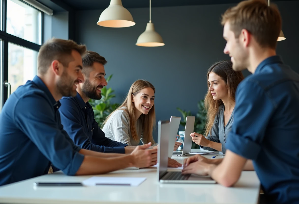 Diverse team collaborating in an office