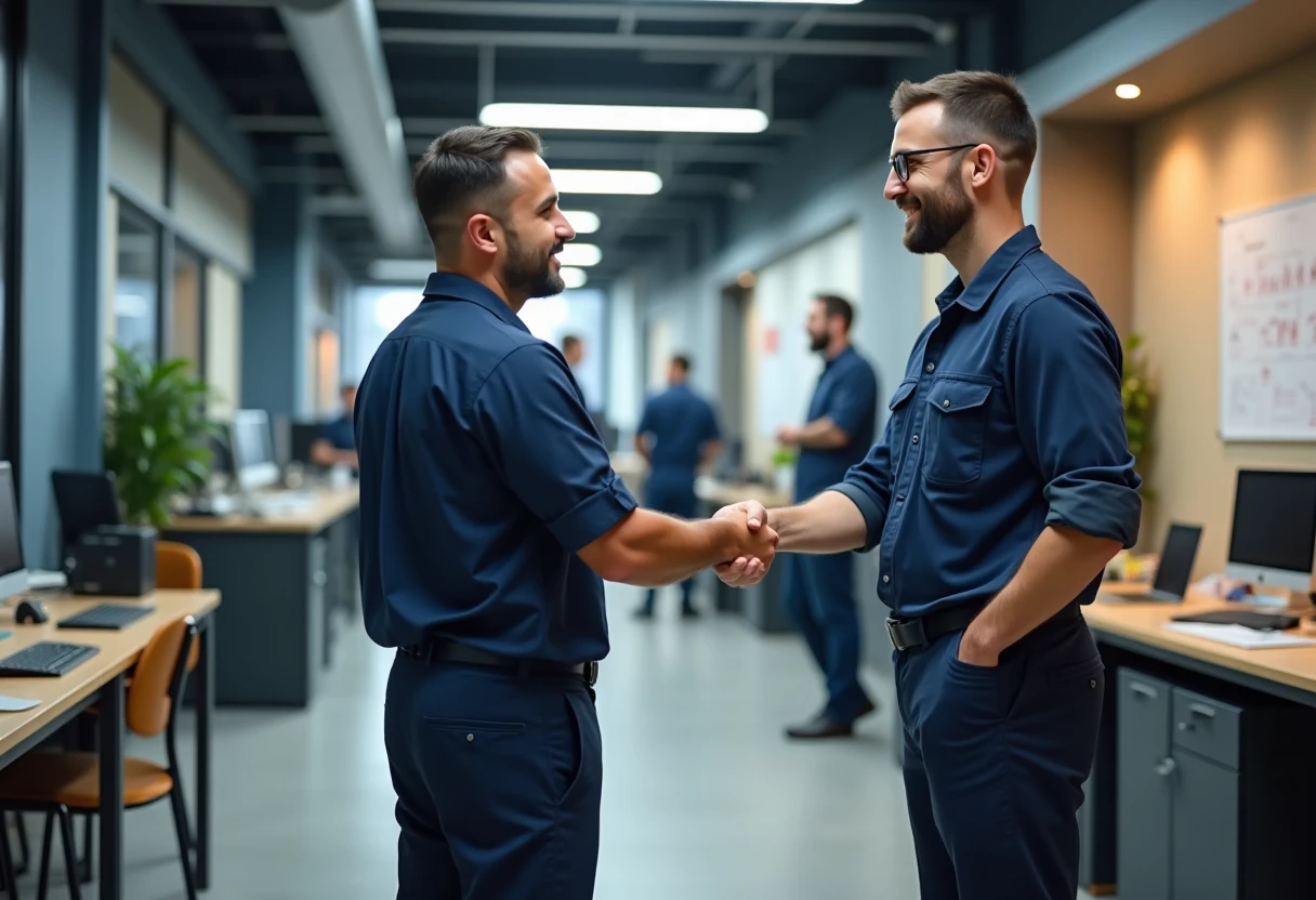 Professionisti della pulizia al lavoro