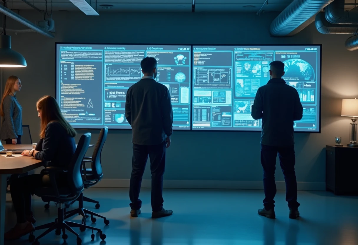 Security engineers analyzing data